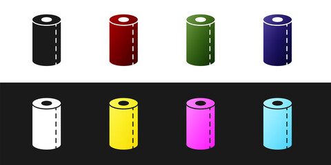 Set Paper towel roll icon isolated on black and white background. Vector Illustration