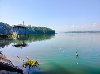 Obraz premium pier on an artificial lake in Indonesia