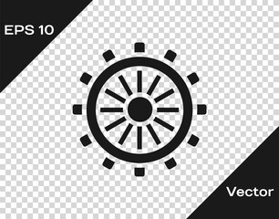 Obraz premium Black Ship steering wheel icon isolated on transparent background. Vector