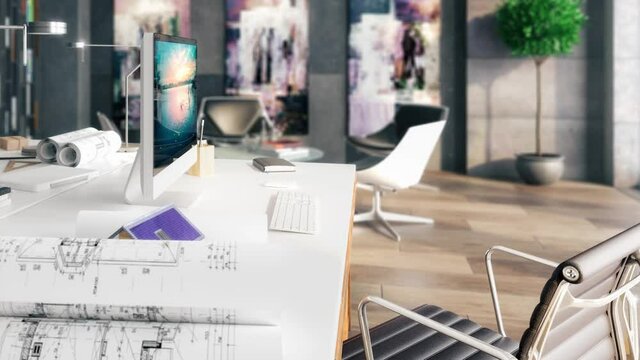 Contemporary Penthouse Office & Meeting Environment - loopable3D Visualization