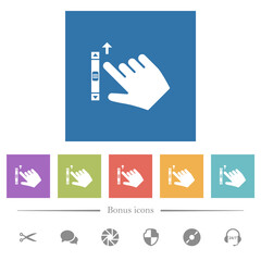 Right handed scroll up gesture flat white icons in square backgrounds