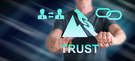 Man touching a trust concept