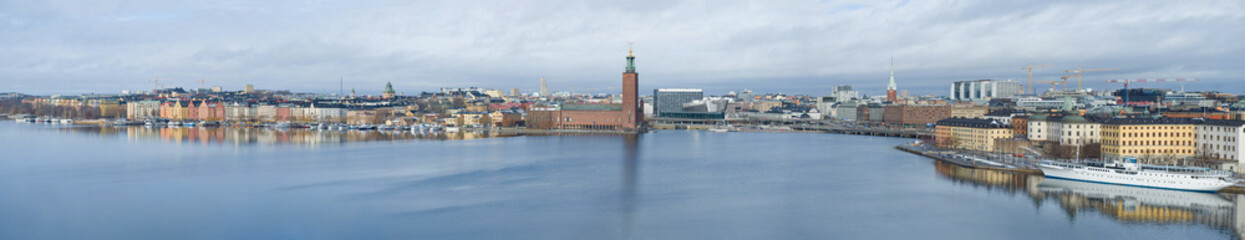 Panorama of modern Stockholm on a March day