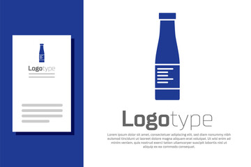 Blue Sauce bottle icon isolated on white background. Ketchup, mustard and mayonnaise bottles with sauce for fast food. Logo design template element. Vector.