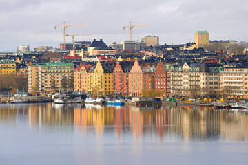 View of the Norr-Malarstrand embankment on a sunny March day, Stockholm