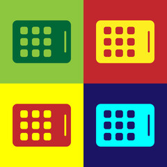 Pop art Graphic tablet icon isolated on color background. Vector