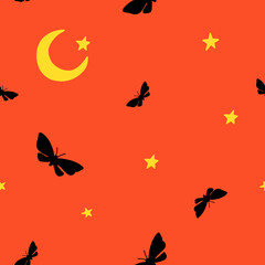 A magical collection of vector patterns. Night, Cats, stars and Potion, Seamless pattern