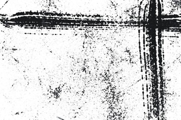 Grunge black and white pattern. Monochrome particles abstract texture. Background of cracks, scuffs, chips, stains, ink spots, lines. Dark design background surface..