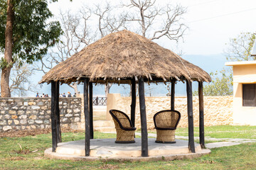 Architecture view of forest rest houses in Jim Corbett national park Dhikala zone for tourists to stay during their jungle trip.