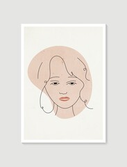 Line woman portrait of abstract aesthetic minimalist hand drawn contemporary posters. Abstract Art design for print, wallpaper, cover. Modern vector illustration.
