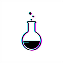 Laboratory Glass Beaker Glitch Icon, Chemistry Equipment