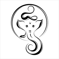 Ganesha The Lord Of Wisdom Calligraphic Style