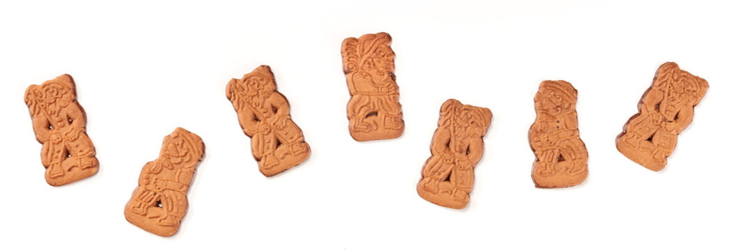 Speculoos or Spekulatius, Christmas biscuits, on a white background