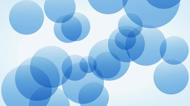 Animated floating blue balls on white background, water and washing concept