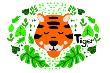 doodles cute animals collection tiger cute sticker