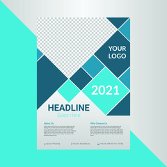 Blue Corporate flyer leaflet template design vector