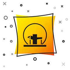 Black Montreal Biosphere icon isolated on white background. Yellow square button. Vector
