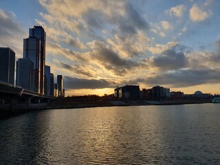 Beautiful sunset from the Han River in Korea