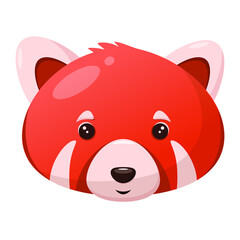 The head of a cute red panda on a white background. Children's illustration