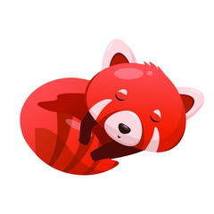 Cute sleeping red panda. Children's illustration