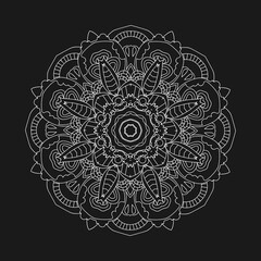 White Mandala. Ethnic decorative elements. Hand drawn background. Islam, Arabic, Indian, ottoman motifs.