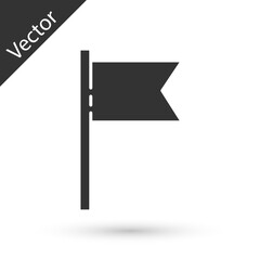 Obraz premium Grey Flag icon isolated on white background. Location marker symbol. Vector