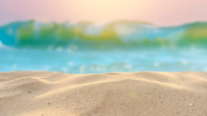 Sandy beach and colorful waves in the background © noppadon