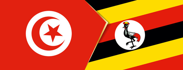 Tunisia and Uganda flags, two vector flags.