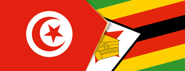 Tunisia and Zimbabwe flags, two vector flags.