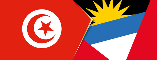 Tunisia and Antigua and Barbuda flags, two vector flags.