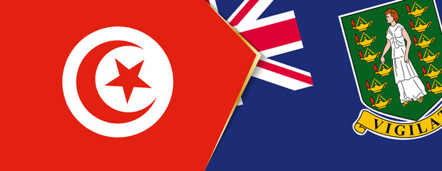 Tunisia and British Virgin Islands flags, two vector flags.