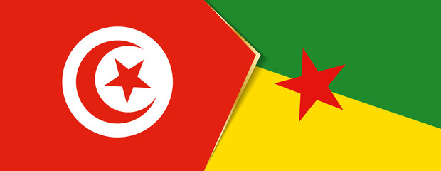 Tunisia and French Guiana flags, two vector flags.