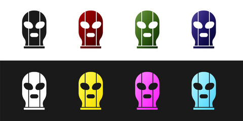 Set Mexican wrestler icon isolated on black and white background. Vector