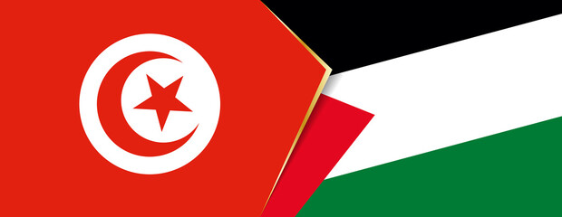 Tunisia and Palestine flags, two vector flags.