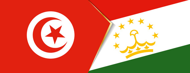 Tunisia and Tajikistan flags, two vector flags.