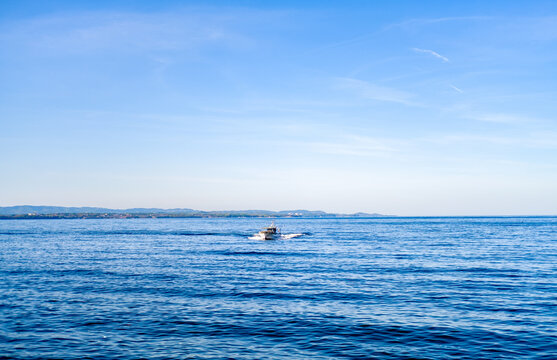 alonely high-speed boat  on the beach