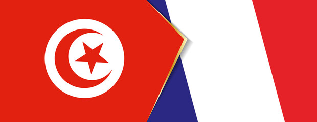 Tunisia and France flags, two vector flags.