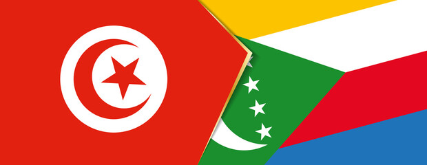 Tunisia and Comoros flags, two vector flags.