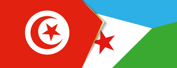 Tunisia and Djibouti flags, two vector flags.