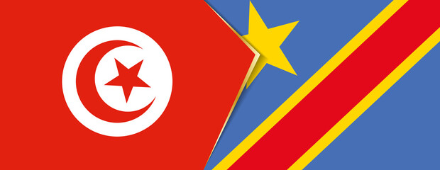 Tunisia and DR Congo flags, two vector flags.