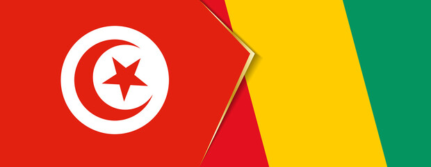 Tunisia and Guinea flags, two vector flags.