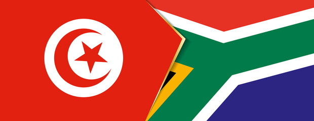 Tunisia and South Africa flags, two vector flags.