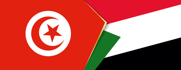 Tunisia and Sudan flags, two vector flags.