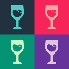 Pop art Wine glass icon isolated on color background. Wineglass sign. Vector