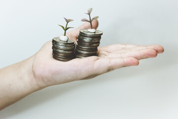 Personal financial planning concept. Businessman workplace with papers for financial planning. Business people discussing the charts and graphs showing the results of successful financial planning.