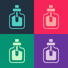 Pop art Perfume icon isolated on color background. Vector