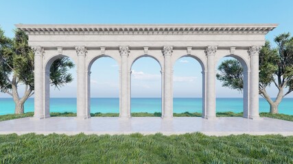 Obraz premium 3d rendering The Pavilion with sea background