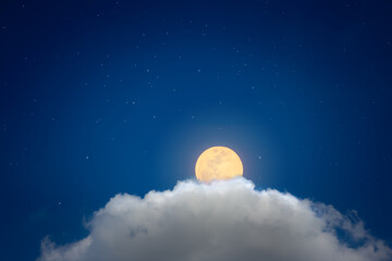 night blue sky with moon and cloud