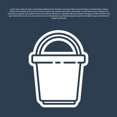 Blue line Bucket icon isolated on blue background. Cleaning service concept. Vector Illustration