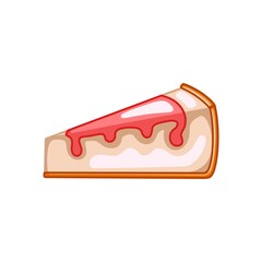 bright cheesecake with jam on top, isolated on white background